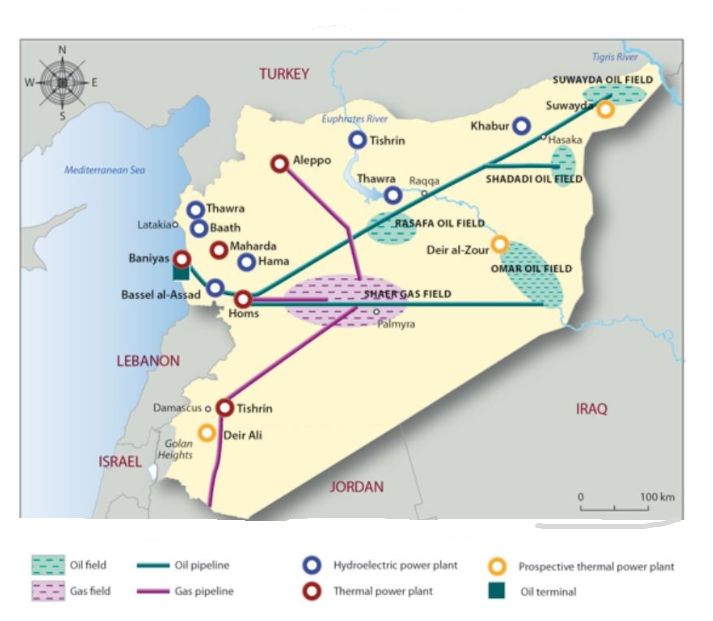 منابع نفتی و خطوط لوله سوریه